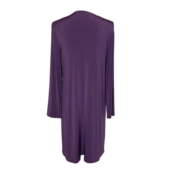 BCBGMAXAZRIA Long Duster/Cardigan W/Velvet Burnout Sash in Deep Purple Sz M - Picture 6 of 13